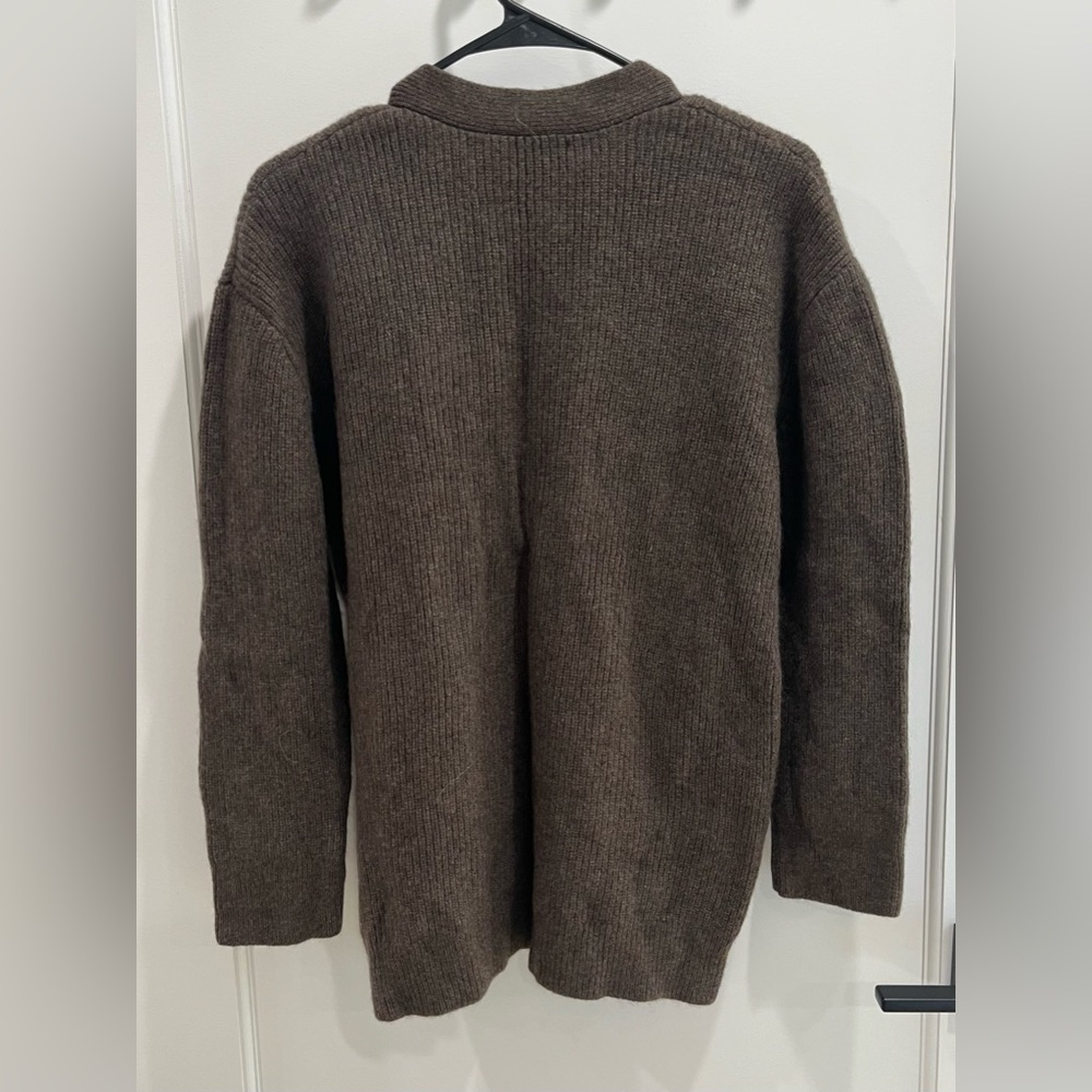 like new quince mongolian cashmere oversized boyfriend cardigan sweater brown XS - Picture 2 of 14